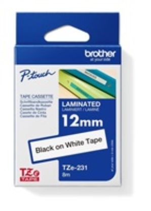 Obrázek BROTHER TZE231 - kazeta TZ šířky 12mm, laminovaná TZE- 231, bílá/ černé písmo