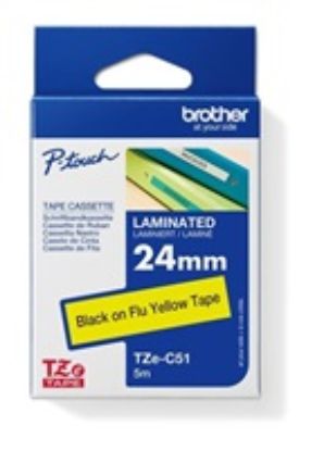 Obrázek BROTHER TZEC51 - kazeta TZ šířky 24mm, laminovaná TZE- C51, signální žlutá/ černé písmo