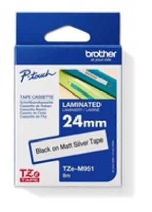 Obrázek BROTHER TZEM951 - kazeta TZ šířky 24mm, laminovaná TZE- M951, stříbrná matná/ černé písmo