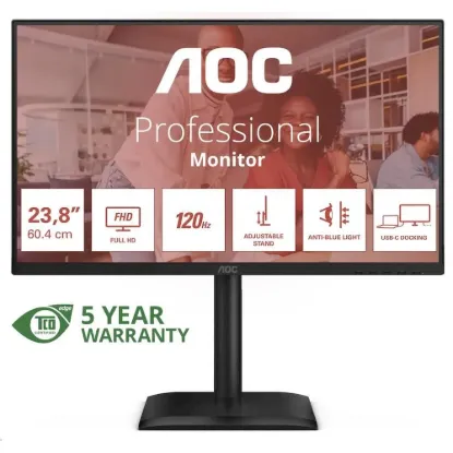 Obrázek AOC MT 23, 8" 24E4CV - 1920 x 1080, IPS, 120 Hz, 1xHDMI, 1xDP, USB hub, USB- C, PD, RJ45, Repro, Pivot
