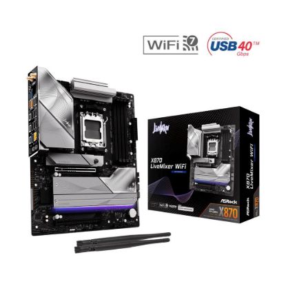 Obrázek ASRock MB Sc AM5 X870 LiveMixer WiFi, AMD X870, 4xDDR5, 1xHDMI, 2xUSB4, WI- FI, ATX