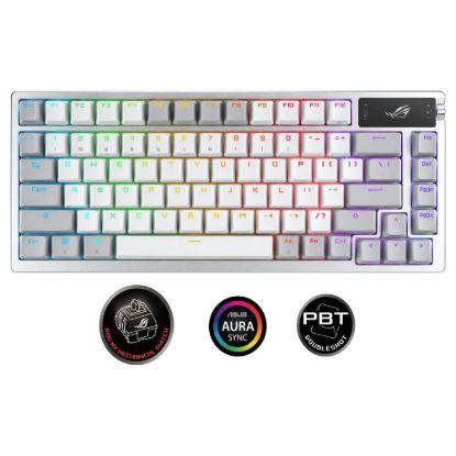 Obrázek ASUS klávesnice ROG AZOTH Moonlight White, mechanická, Bluetooth, US, bílá