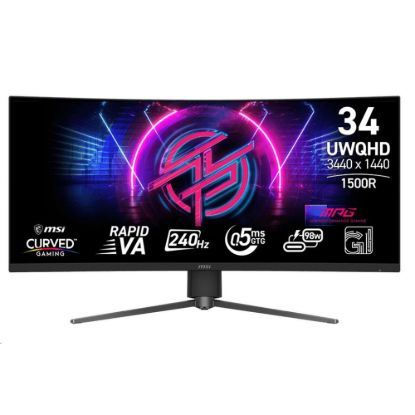 Obrázek MSI LCD MPG 346CQRF X24, 34", VA, 3440 x 1440, 240 Hz, 0.5 ms, HDMI, DP, USB, VESA, Audio, Black
