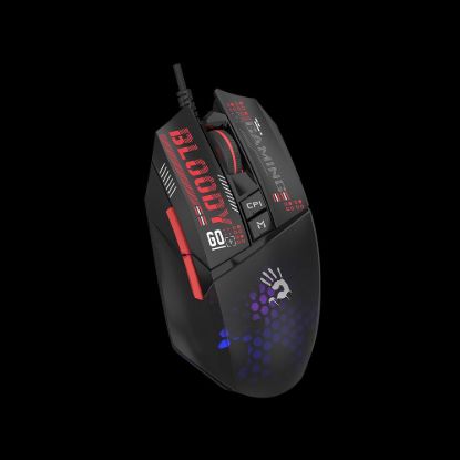 Obrázek A4tech BLOODY W60 Max Mini, podsvícená herní myš, 12000 DP I, černá, USB