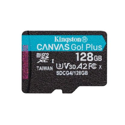 Obrázek Kingston MicroSDXC karta 128 GB Canvas Go! Plus, R: 200/ W: 160MB/ s, Class 10, UHS- I, U3, V30, A2 + Bez Adaptéru