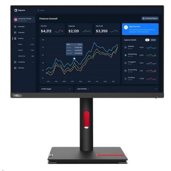 Obrázek LENOVO LCD T22i- 30 - 21.5", IPS, matný, 16: 9, 1920 x 1080, 178/ 178, 4 ms/ 6 ms, 250cd/ m2, 1000: 1, VGA, DP, HDMI…