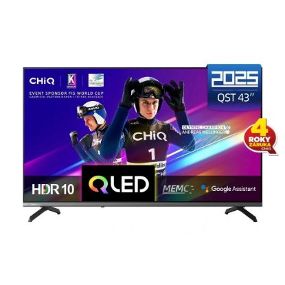 Obrázek CHiQ U43QST TV 43", UHD, QLED, ultratenká, Google TV, DLG 120 Hz, Dolby Audio, Frameless, metalická