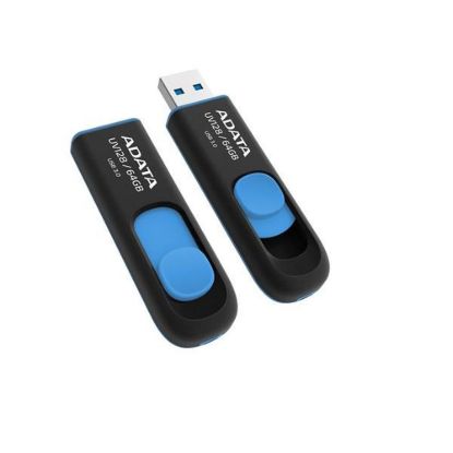 Obrázek ADATA Flash Disk 64 GB UV128, USB 3.1 Dash Drive (R: 90/ W: 40 MB/ s) černá/ modrá