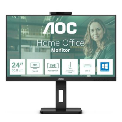 Obrázek AOC MT IPS LCD WLED 23, 8" 24P3CW - IPS panel, 1920 x 1080, 300cd, 2xHDMI, DP, USB- C, 4xUSB 3.2, pivot, repro, webcam