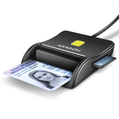 Obrázek AXAGON CRE- SM3SD, USB- A FlatReader 4- slot čtečka Smart card (eObčanka) + SD/ microSD/ SIM, kabel 1.3 m