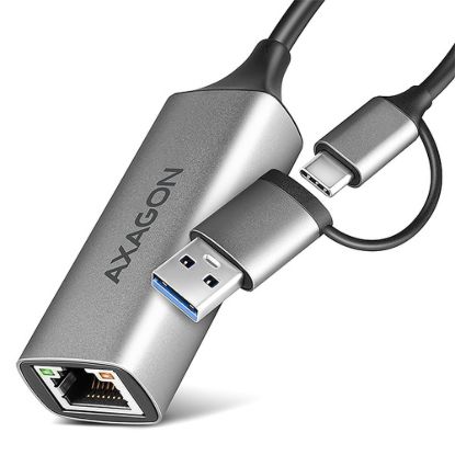 Obrázek AXAGON ADE- TXCA, USB- C + USB- A 3.2 Gen 1 - Gigabit Ethernet síťová karta, Asix AX88179, auto instal