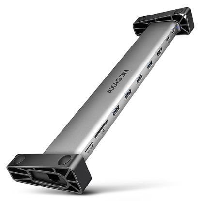 Obrázek AXAGON HMC- 10HLS, USB 5Gbps hub, 4x USB- A, HDMI 4k/ 60 Hz, RJ- 45 GLAN, SD/ mSD, PD 100 W, kabel USB- C 25cm