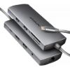 Obrázek AXAGON HMC- 8HLSA, USB 5Gbps hub, 3x USB- A, HDMI 4k/ 60 Hz, RJ- 45 GLAN, SD/ microSD, audio, PD 100 W, kabel USB- C…