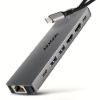 Obrázek AXAGON HMC- 7HX2, USB 5Gbps hub, 2x USB- A, USB- C, 2x HDMI 4k/ 60 Hz, RJ- 45 GLAN, PD 100 W, kabel USB- C 15cm