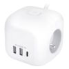 Obrázek Solight 3z + USB A+C prodlužovací přívod - kostka, kabel 2m, 3 x 1mm2, bílý, vypínač