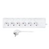 Obrázek Solight 6z prodlužovací přívod, 2m, 3 x 1mm2, bílý, 6+1 vypínač