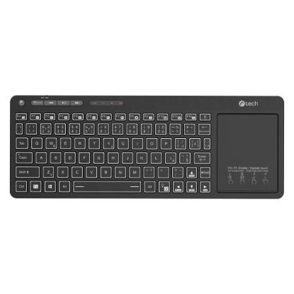 Obrázek C- TECH Klávesnice WLTK- 03, Bezdrátová, Touchpad, černá