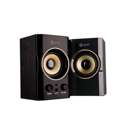 Obrázek C- TECH repro SPK- 11, 2.0, dřevěné, černo- zlaté, USB