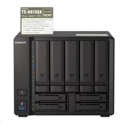 Obrázek QNAP TS- h973AX- 8G (4C/ RyzenV1500B/ 2, 2GHz/ 8 GBRAM/ 9xSATA/ 2 x 2, 5GbE/ 1 x 10GbE/ 4xUSB3.2)