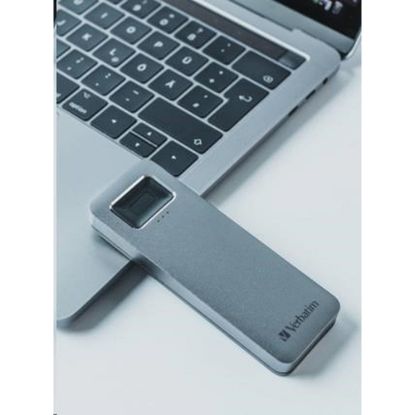 Obrázek VERBATIM externí SSD 512 GB, Executive Fingerprint Secure SSD, USB 3.2 Gen 1/ USB- C, (W: 356 MB/ s, R: 344 MB/ s), šedá