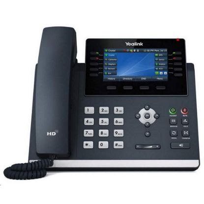 Obrázek Yealink SIP- T46U IP telefon, 4, 3" 480 x 272 barevný, 2x RJ45 10/ 100/ 1000, PoE, 16x SIP, 2x USB, bez adaptéru