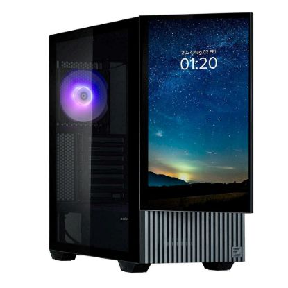 Obrázek ZALMAN case Z10 DS, Mid Tower, ATX, Integrovaný Monitor, 2xUSB 3.0, 1xUSB- C, 1x ARGB + 2x 120mm Fan, černá