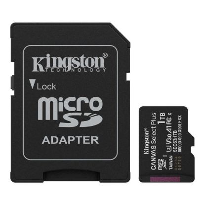 Obrázek Kingston MicroSDXC karta 1 TB Canvas Select Plus, U3, V30, A1, SD Adaptér