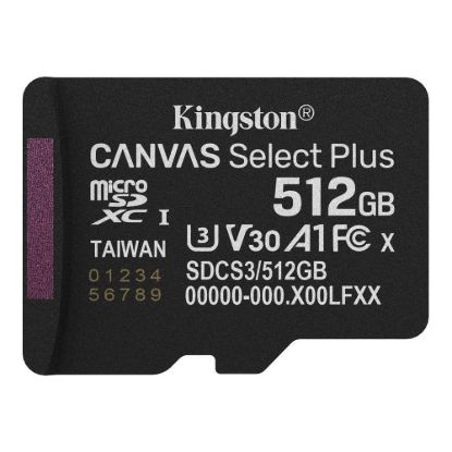 Obrázek Kingston MicroSDXC karta 512 GB Canvas Select Plus, U3, V30, A1