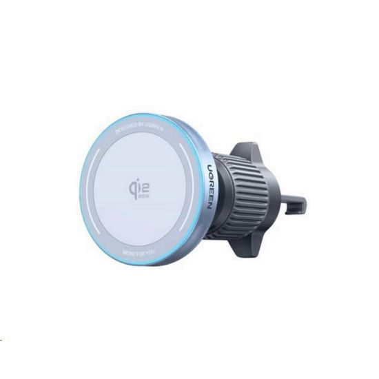 Obrázek UGREEN magnetická bezdrátová nabíječka do auta MagFlow Qi2 25 W, MagSafe, stříbrná
