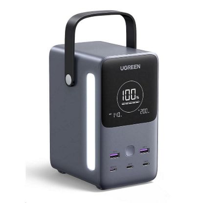 Obrázek UGREEN powerbanka s rychlým nabíjením 48000mAh 5- port s displejem a LED, Li- ion, 300 W, 3x USB- C, 2x USB- A, stříbrná