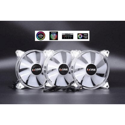 Obrázek 1stCOOL KIT AURA EVO CRYSTAL ARGB 3x Crystal White ventilátor + ARGB Nano řadič