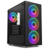 Obrázek 1stCOOL skříň Rainbow 4, Mid Tower, ATX, AU, Průhledná bočnice, 4x 120mm Fan, 650 W, 88+, Černá