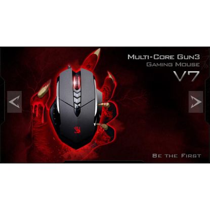 Obrázek A4tech BLOODY V7 herní myš, až 3200DP I, V- Track technologie, 160KB paměť, USB, CORE 2, kovové podložky