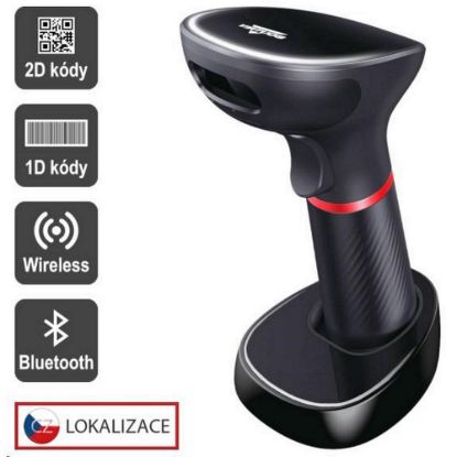 Obrázek Virtuos CCD 2D čtečka HW- 855A, bezdrátová, základna, USB, černá