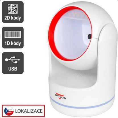 Obrázek Virtuos CCD 2D čtečka Virtuos HT- 861A, stacionární, USB, bílá