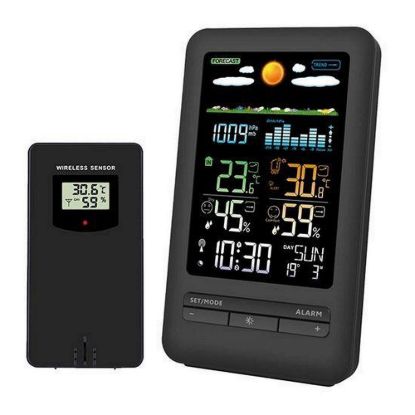 Obrázek Solight meteostanice, barevný LCD, vnitřní/ venkovní teplota a vlhkost, tlak, RCC, černá