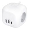 Obrázek Solight 3z + USB A+C prodlužovací přívod - kostka, kabel 2m, 3 x 1mm2, bílý, vypínač