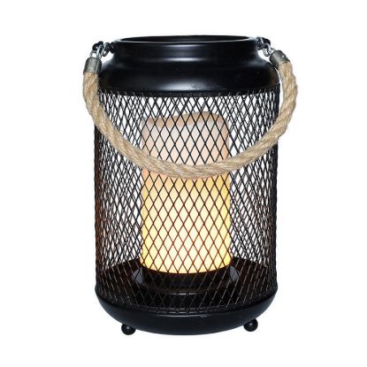 Obrázek Solight kovová lucerna s LED svíčkou, teplá bílá, 3xAA, černá, 20cm