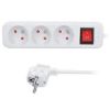 Obrázek Solight prodlužovací přívod 3m, 3 zásuvky, vypínač, 16A/ 3680 W, PVC, bílý