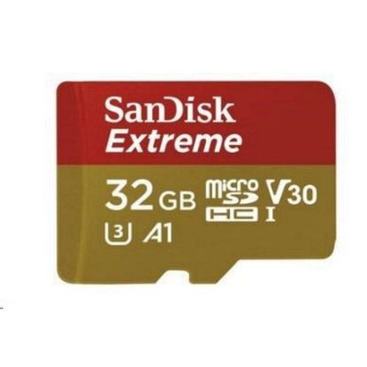 Obrázek SanDisk MicroSDHC karta 32 GB Extreme (100MB/ s, Class 10, UHS- I U3 V30) + adaptér