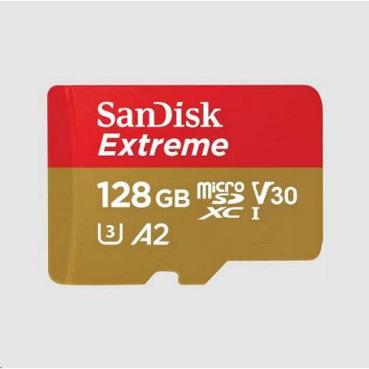 Obrázek SanDisk micro SDXC karta 128 GB Extreme (190 MB/ s Class 10, UHS- I U3 V30) + adaptér