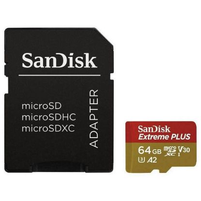 Obrázek SanDisk micro SDXC karta 64 GB Extreme PLUS (200 MB/ s Class 10, UHS- I U3 V30) + adaptér