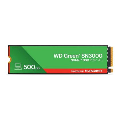 Obrázek WD GREEN SSD 500 GB SN3000 Powered by SanDisk, PCIe Gen4 x 4, M.2 2280, (R: 5000/ W: 4100 MB/ s)