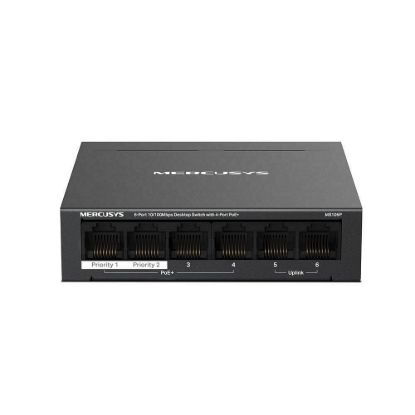 Obrázek MERCUSYS switch MS106P (6 x 100Mb/ s, 4xPoE+, 67 W, fanless)