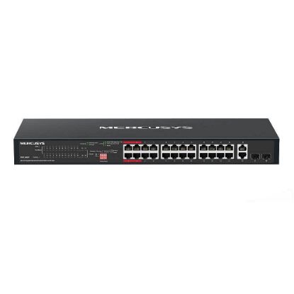 Obrázek MERCUSYS switch MS128GP (24xGbE, 24xPoE+, 2xGbE, 2xSFP, 295 W)