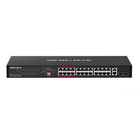 Obrázek MERCUSYS switch MS126CP (24 x 100Mb/ s, 24xPoE+, 2xGbE/ SFPcombo, 295 W)