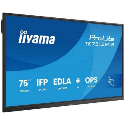 Obrázek Iiyama ProLite TE7512MIS, 24/ 7, 190.5 cm (75''), PureTouch- IR, 4K, USB, USB- C, Ethernet, Wi- Fi, kit (USB), black