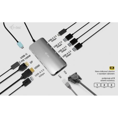 Obrázek i- tec USB- C Metal Nano 3x Display (DP, HDMI and VGA) Docking Station, PD 100 W