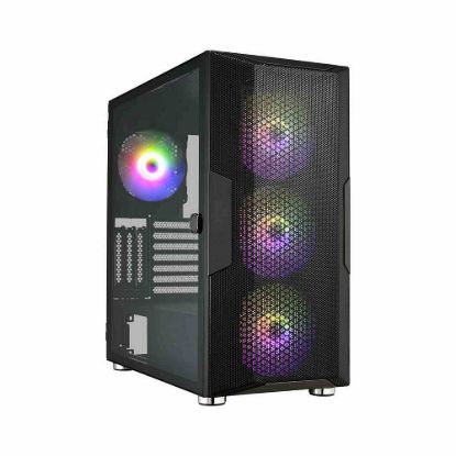 Obrázek Fortron skříň Midi Tower CUT592, průhledná bočnice, E- ATX, 4x ARGB ventilátor