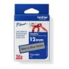 Obrázek BROTHER TZE- R931 - kazeta TZ šířky 12mm, TEXTILNÍ páska 4m- pro tvorbu dárků - NELEPÍCÍ - STŘÍBRNÁ PÁSKA, ČERNÝ POTISK